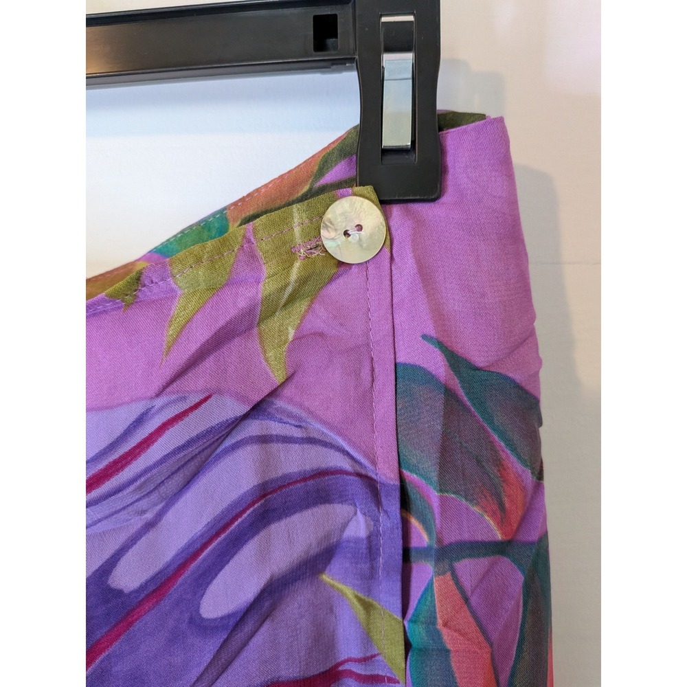 Cameron Blake Purple Tropical Floral Wrap Midi Skirt Womens 10 Made in USA - Picture 2 of 6